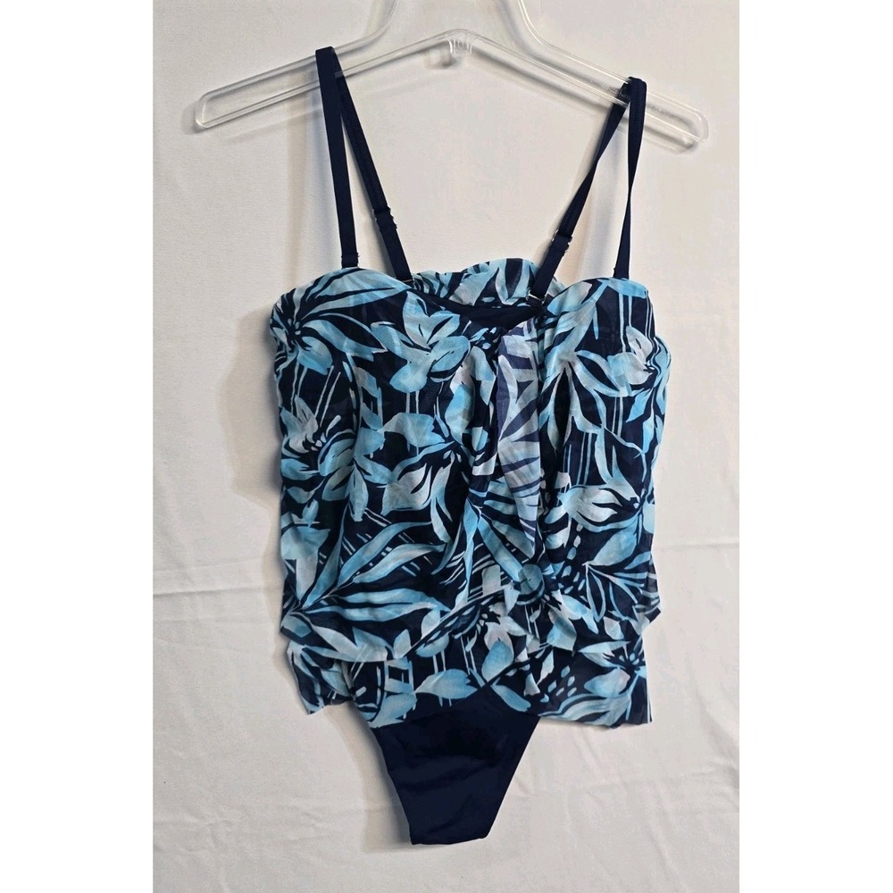 Lands End Women's One Piece Swimming Suit 12 Blue Multicolor